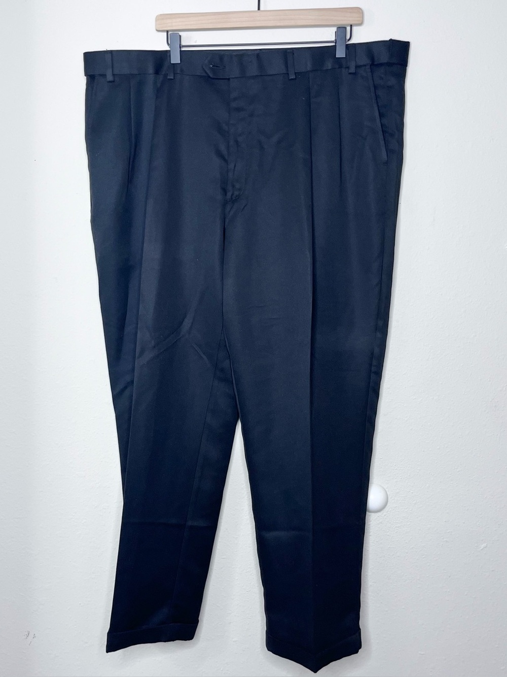 Savane Performance Solid Non-iron Dress Sz 44x30 Pants Black Comfort Waist